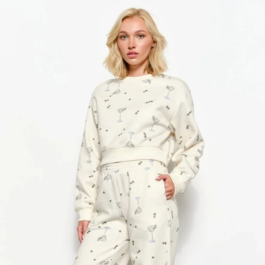 Billie Martini Sweatshirt Cream & Olive