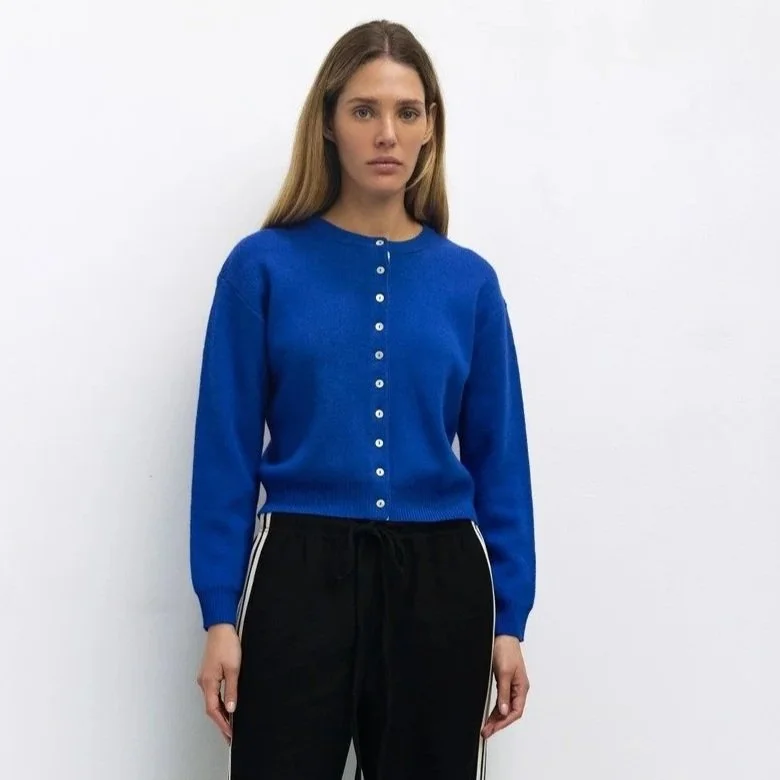 The Malin Button Cardigan Cobalt