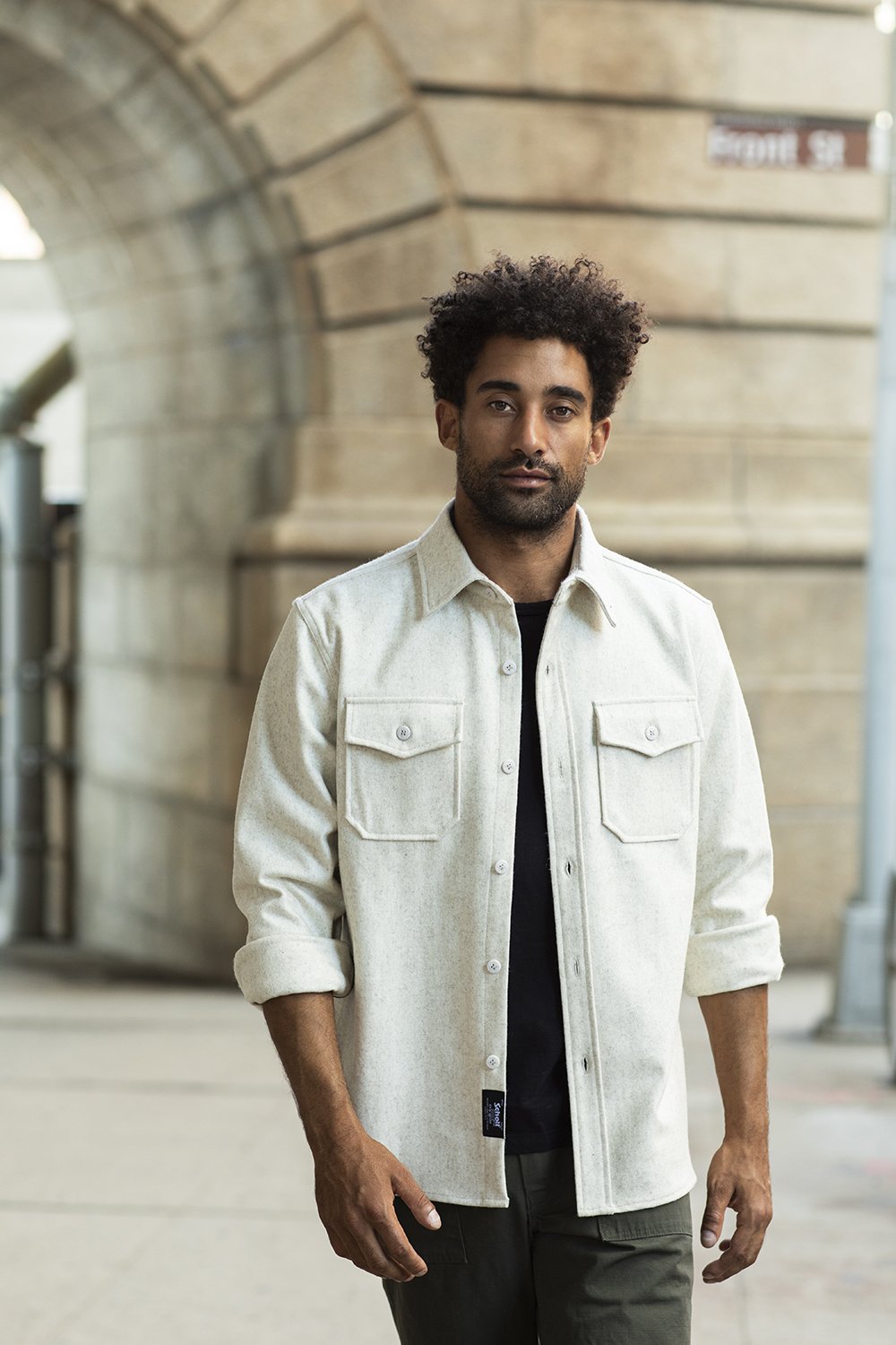 Schott CPO Wool Shirt Oatmeal