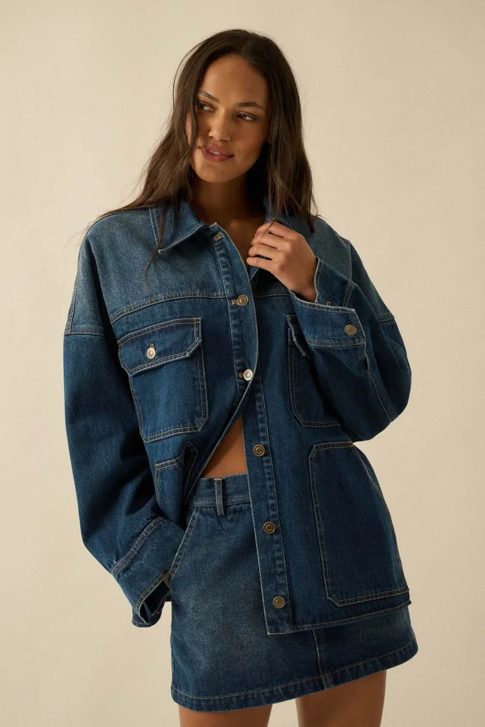 Oversized Pocket Jacket Ombre Wash Denim