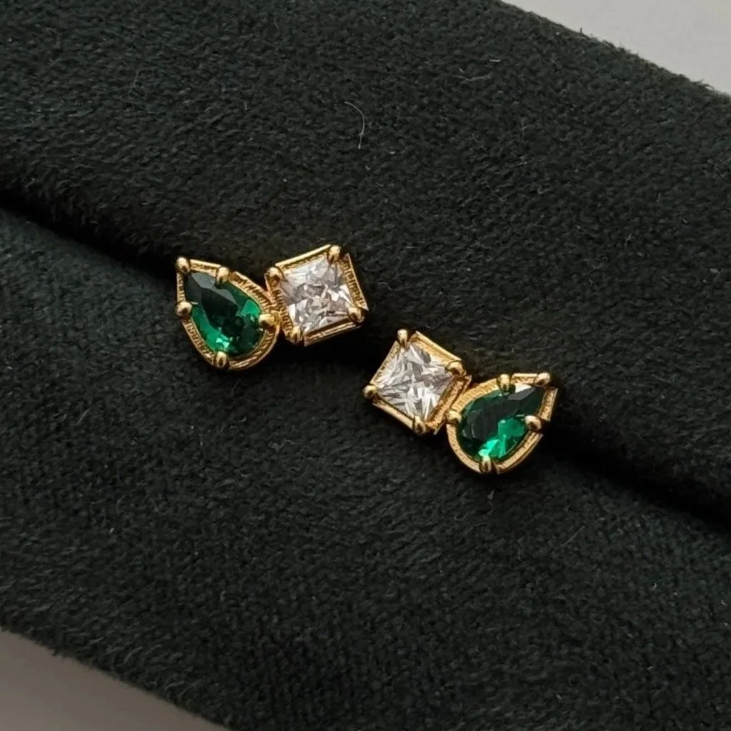 Remai Emerald Studs Gold