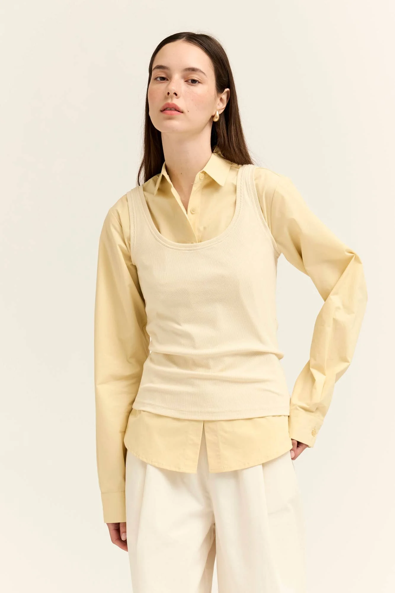Basic Mini Rib Jersey Tank Butter
