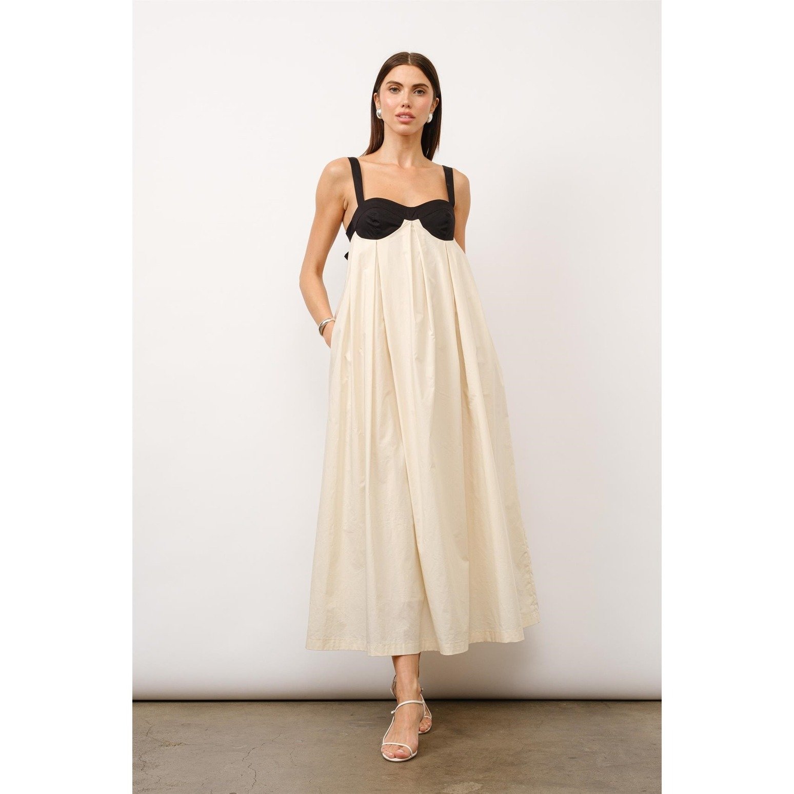 Amelia Box Pleat Maxi Dress Sea Salt