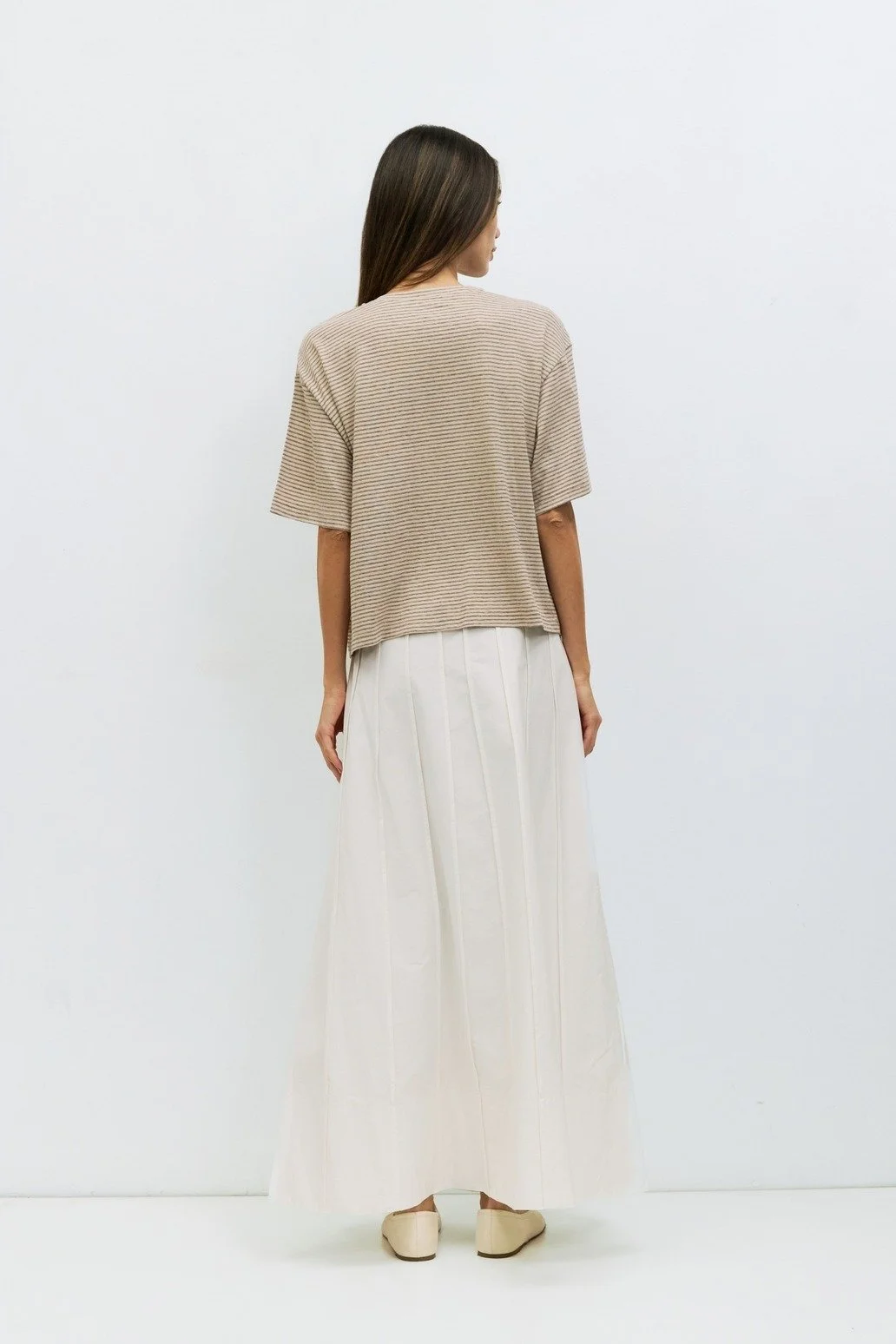 The Anne Top Beige & Brown Stripe
