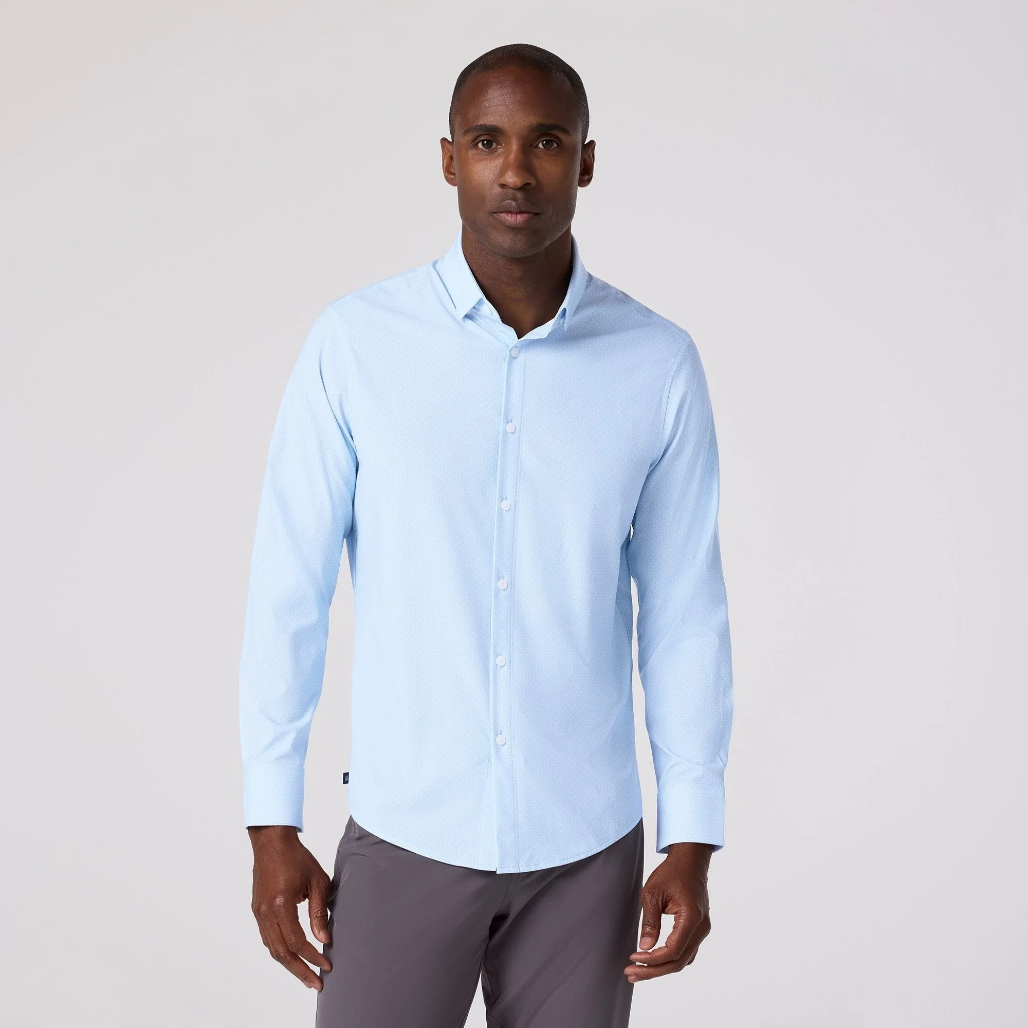 M+M Leeward No Tuck Dress Shirt Cloud Blue Circle Texture