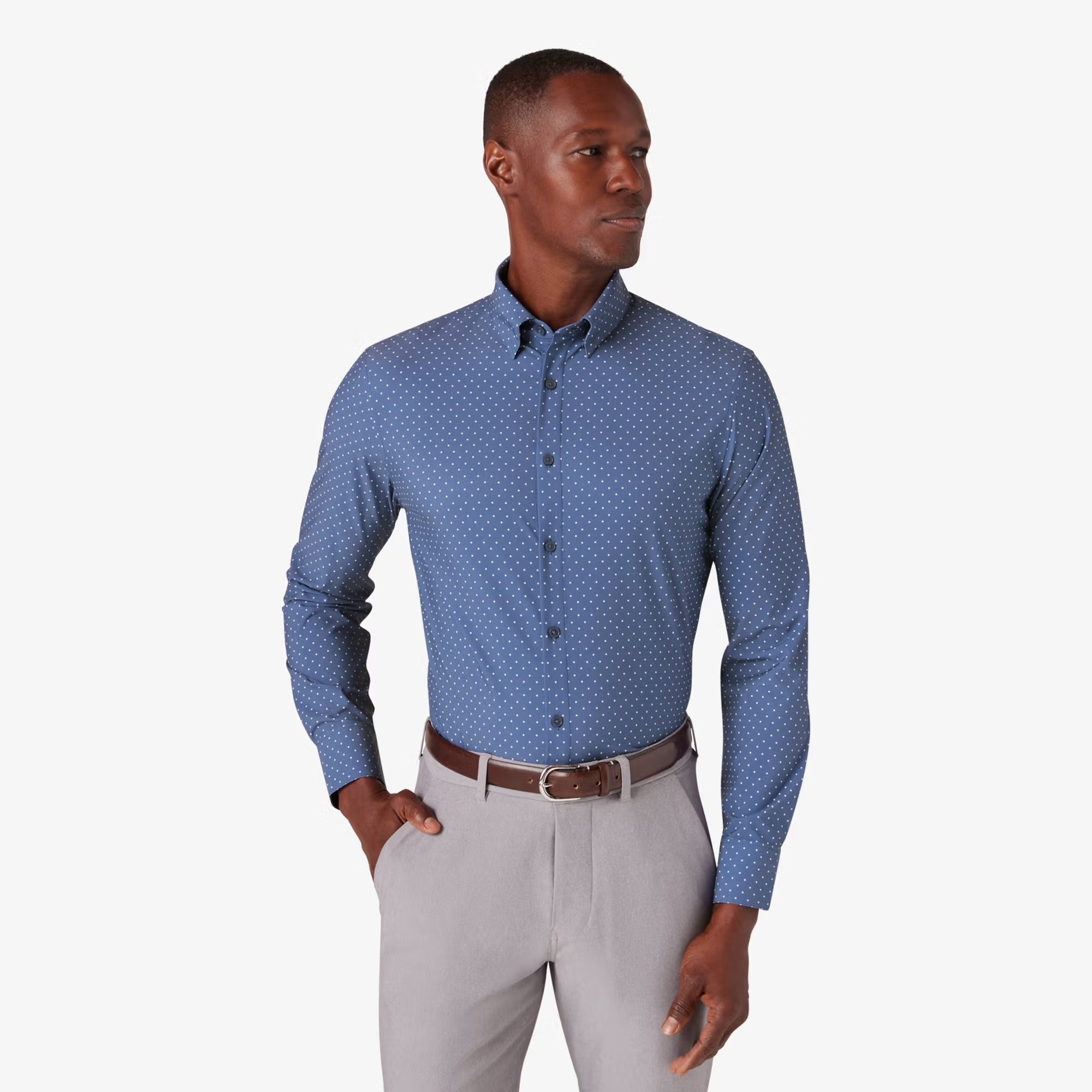 Mizzen + Main Leeward Dress Shirt Coastal Fjord Dot