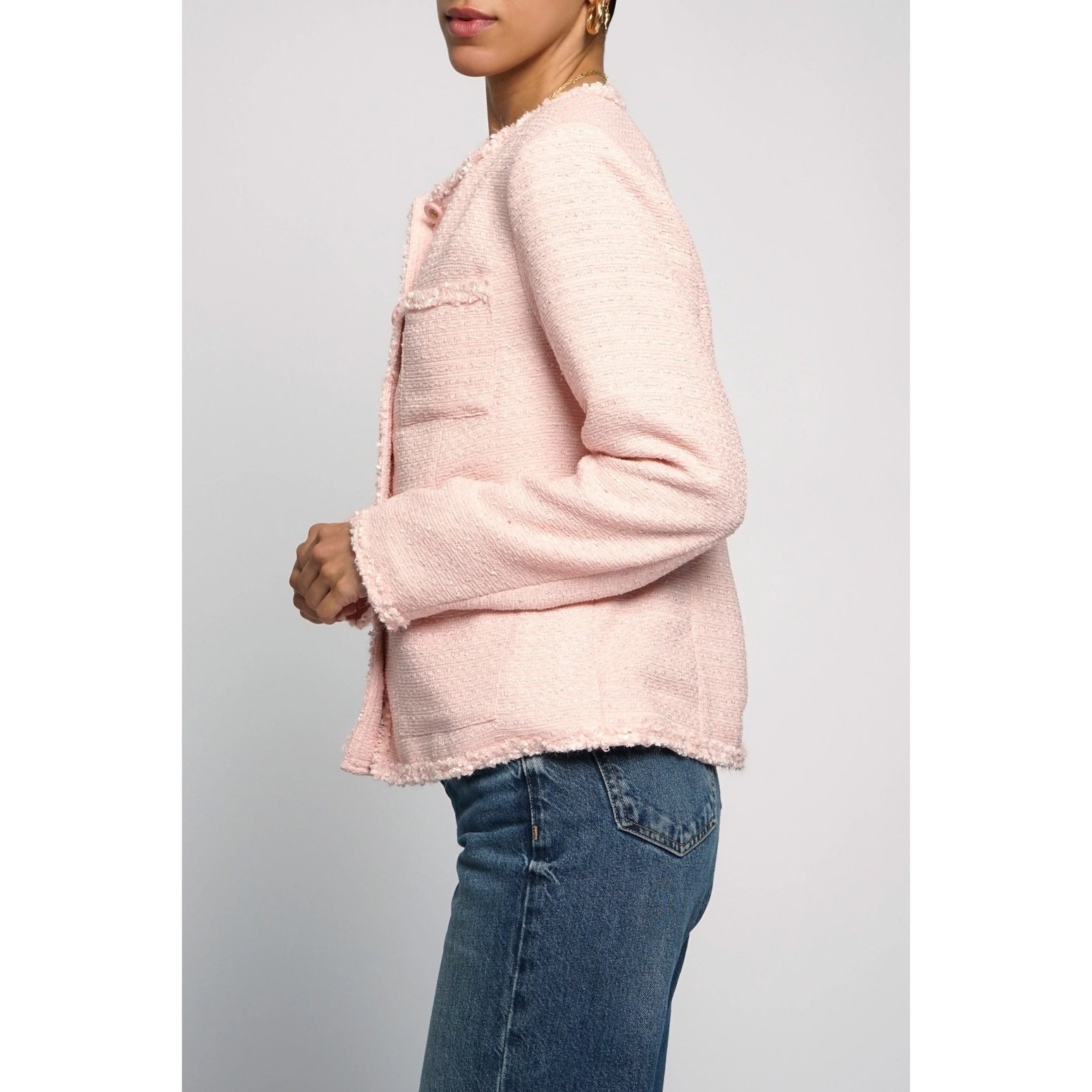 Boucle Pocket Jacket Peach