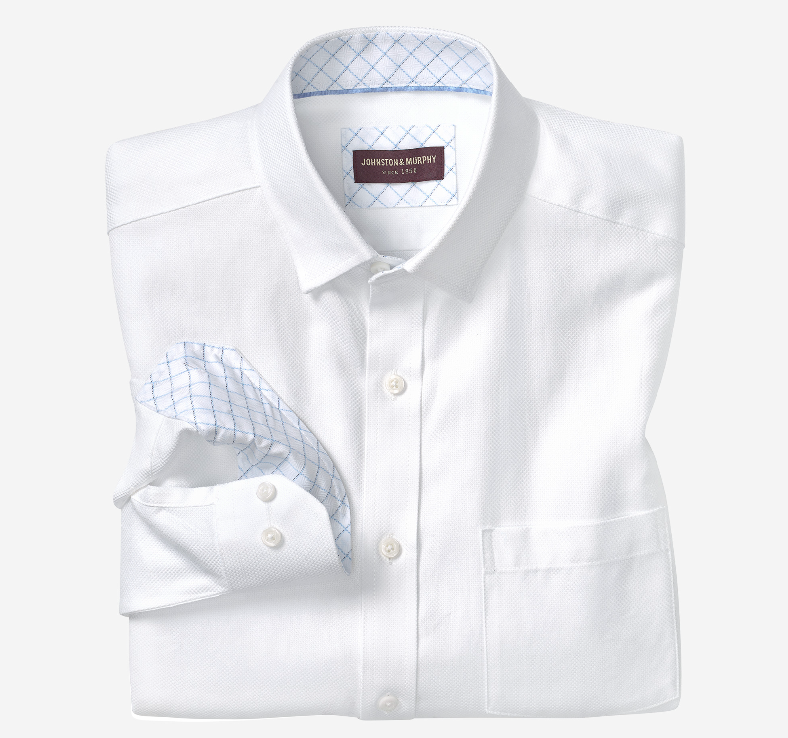 J&M Premium Cotton Dress Shirt White Birdseye