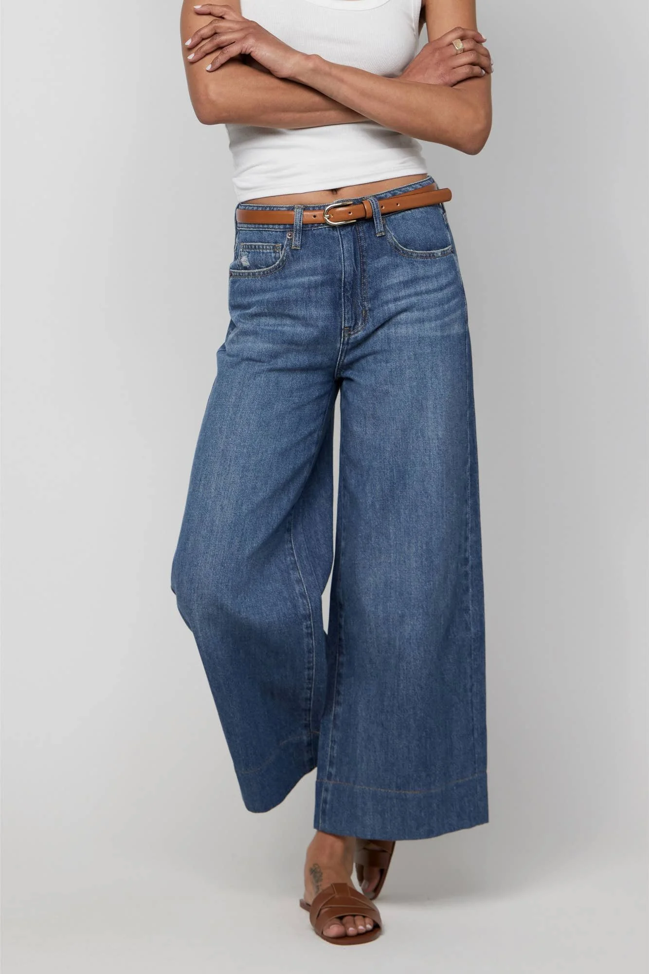 Dakota High Rise Cropped Wide Traditional Vintage Worn