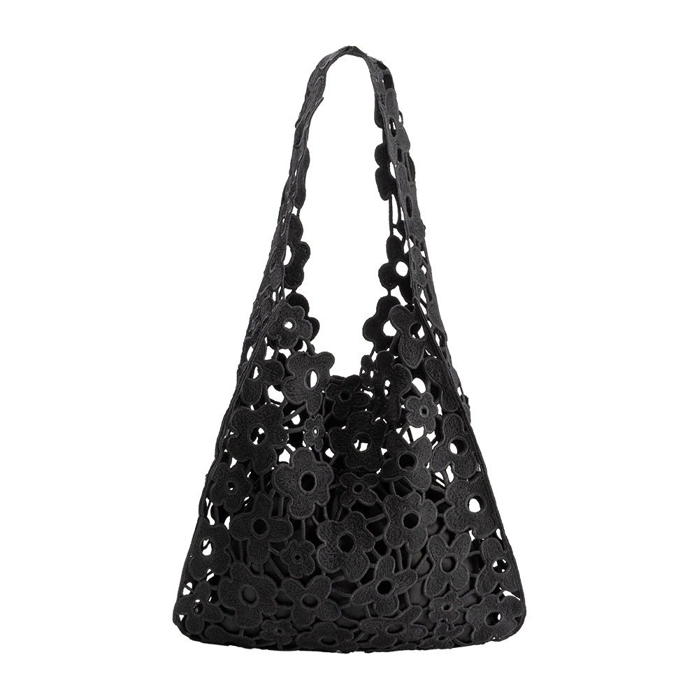 Aster Floral Shoulder Bag Black