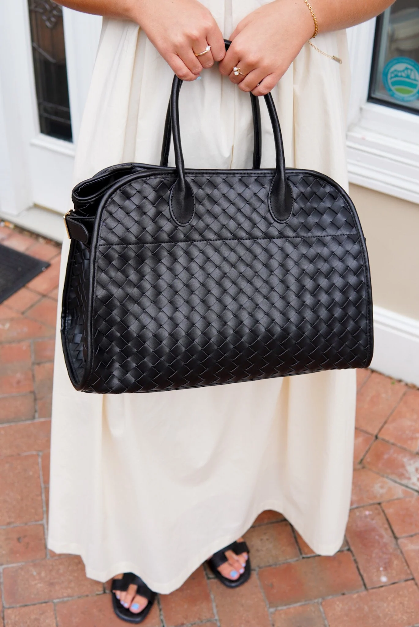 Rhonda Woven Tote Black