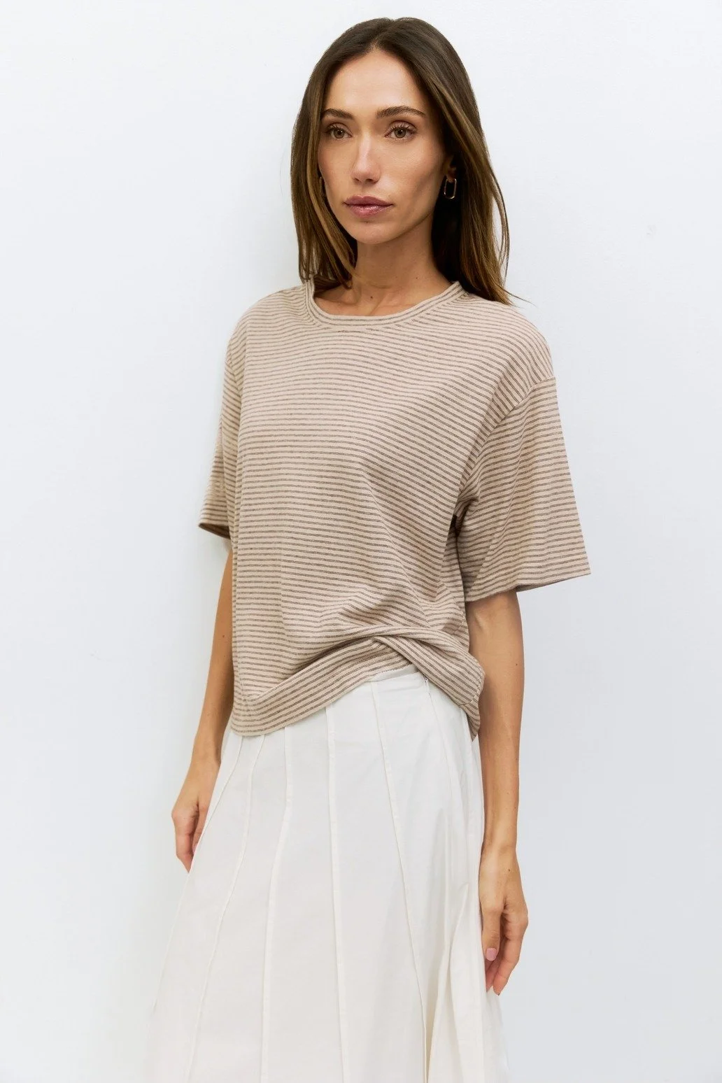 The Anne Top Beige & Brown Stripe