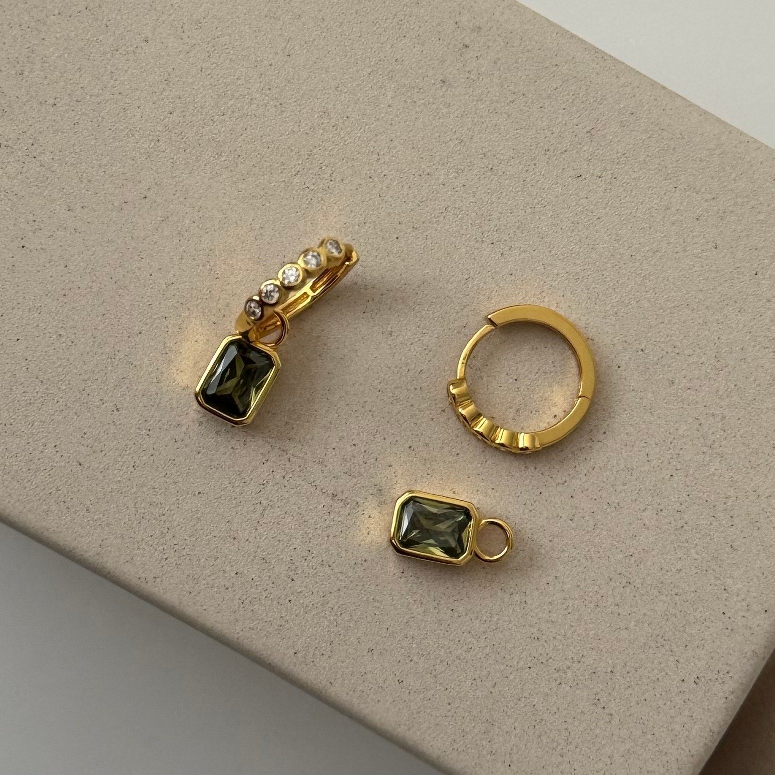 Olive Drop Earrings Gold