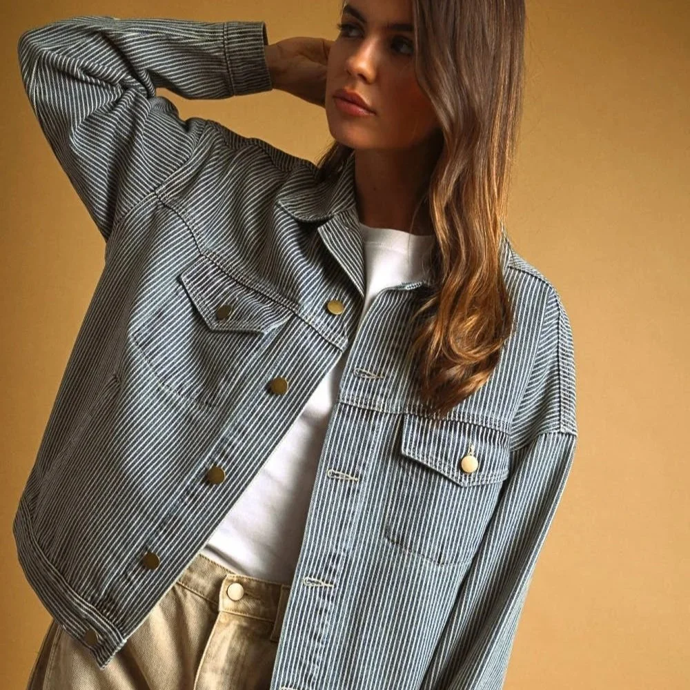 Denim Button Jacket Engineer Stripe