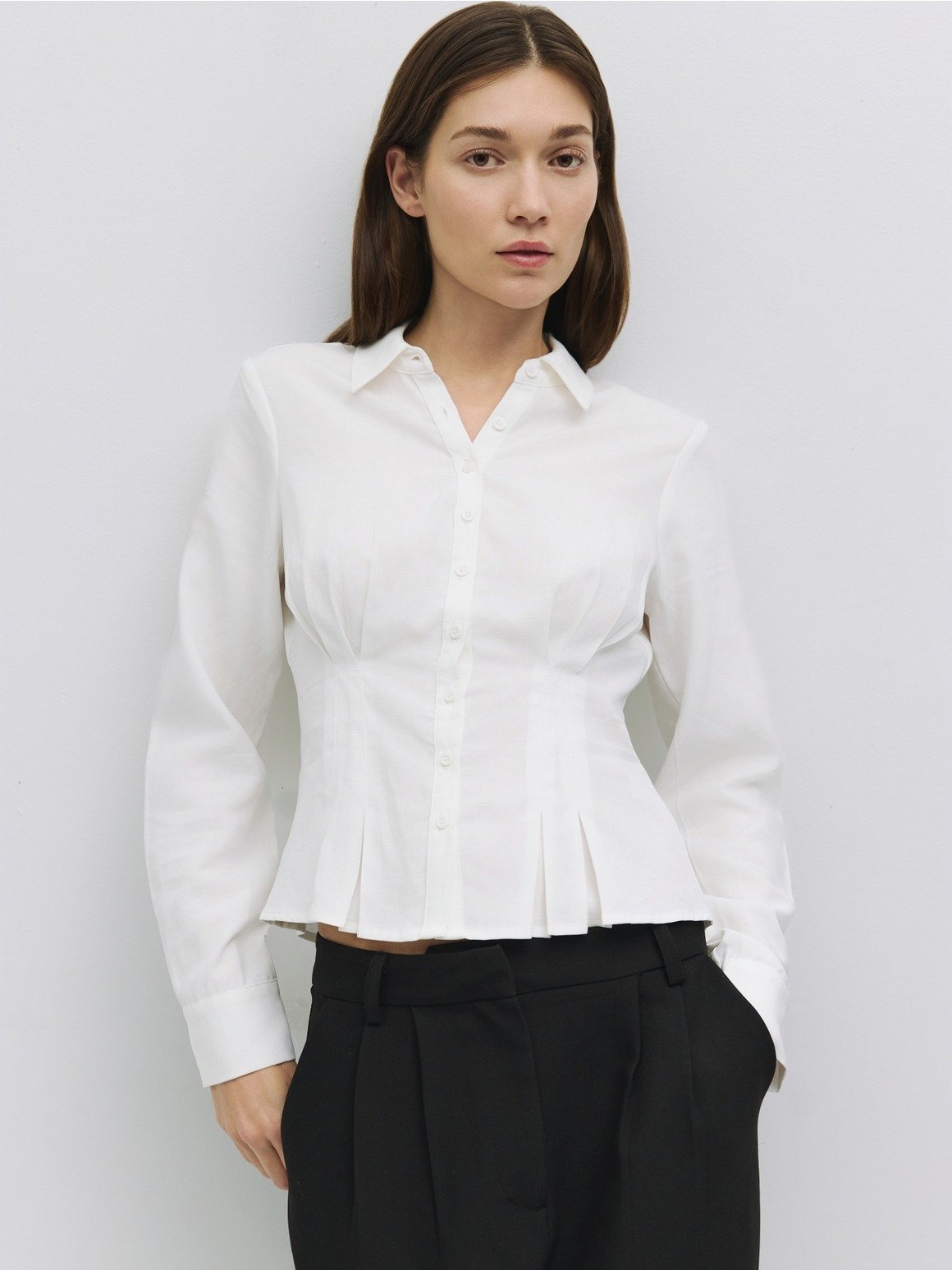 The Gracie Top White Pleated