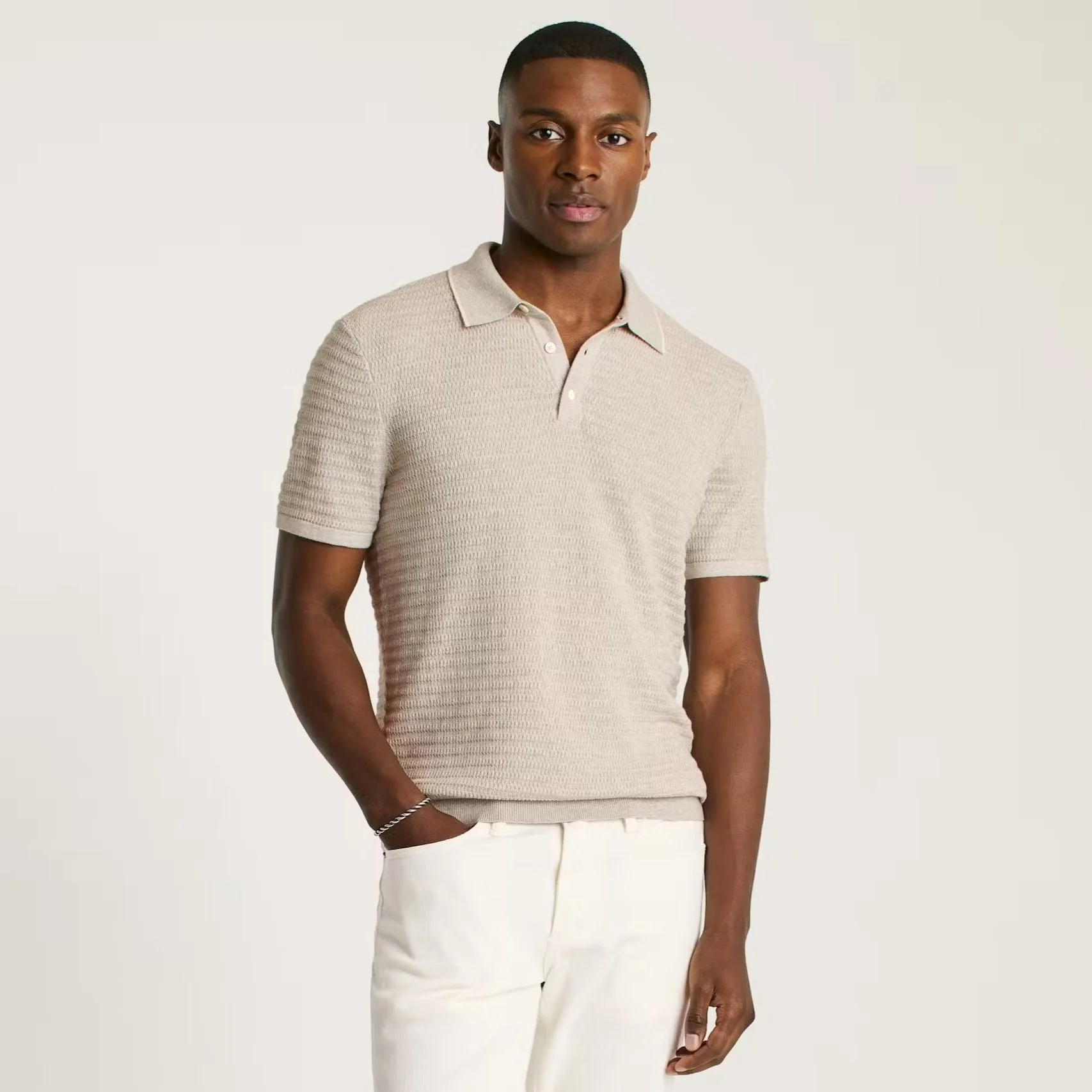 Bonobos Hudson Sweater Polo Gray Cotton Cashmere Stripe