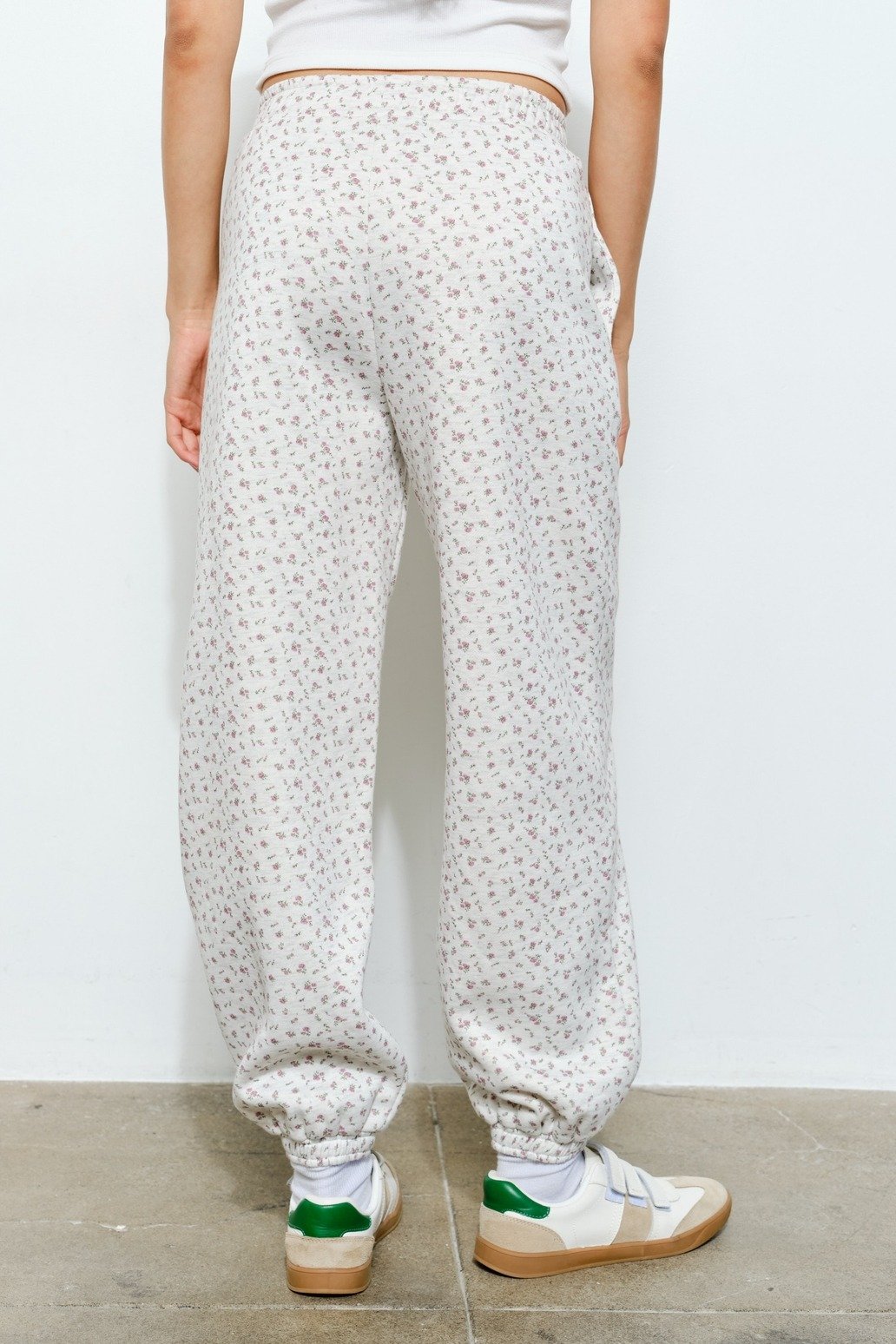 Mauve Ditsy Floral Print Joggers Heather