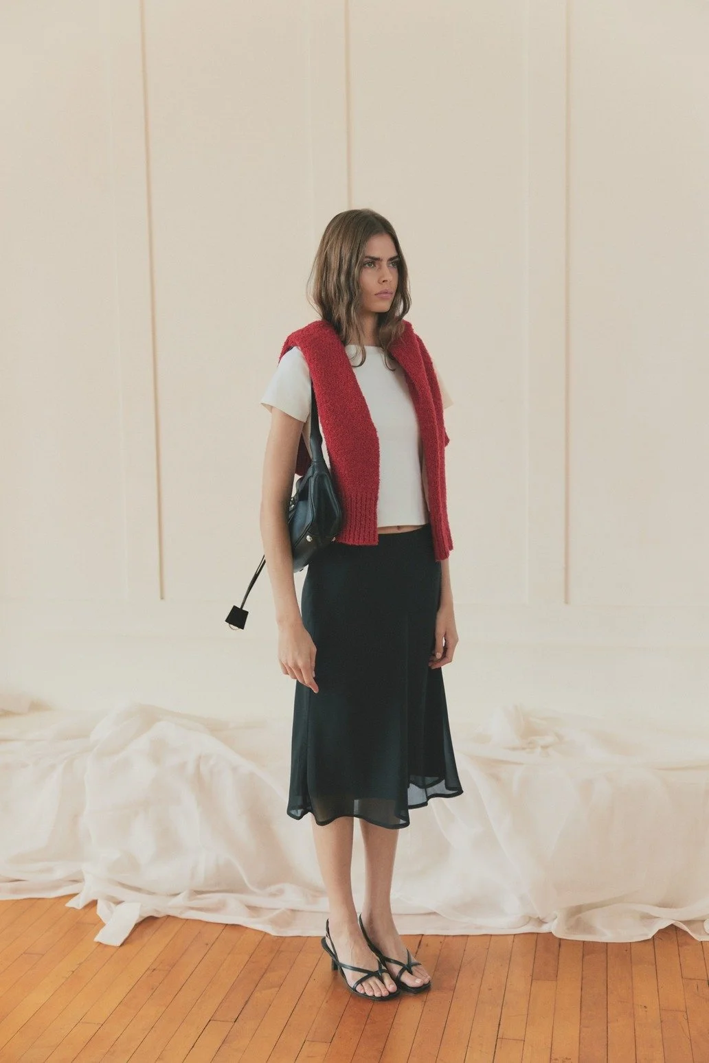 The Moya Layered Midi Skirt Black