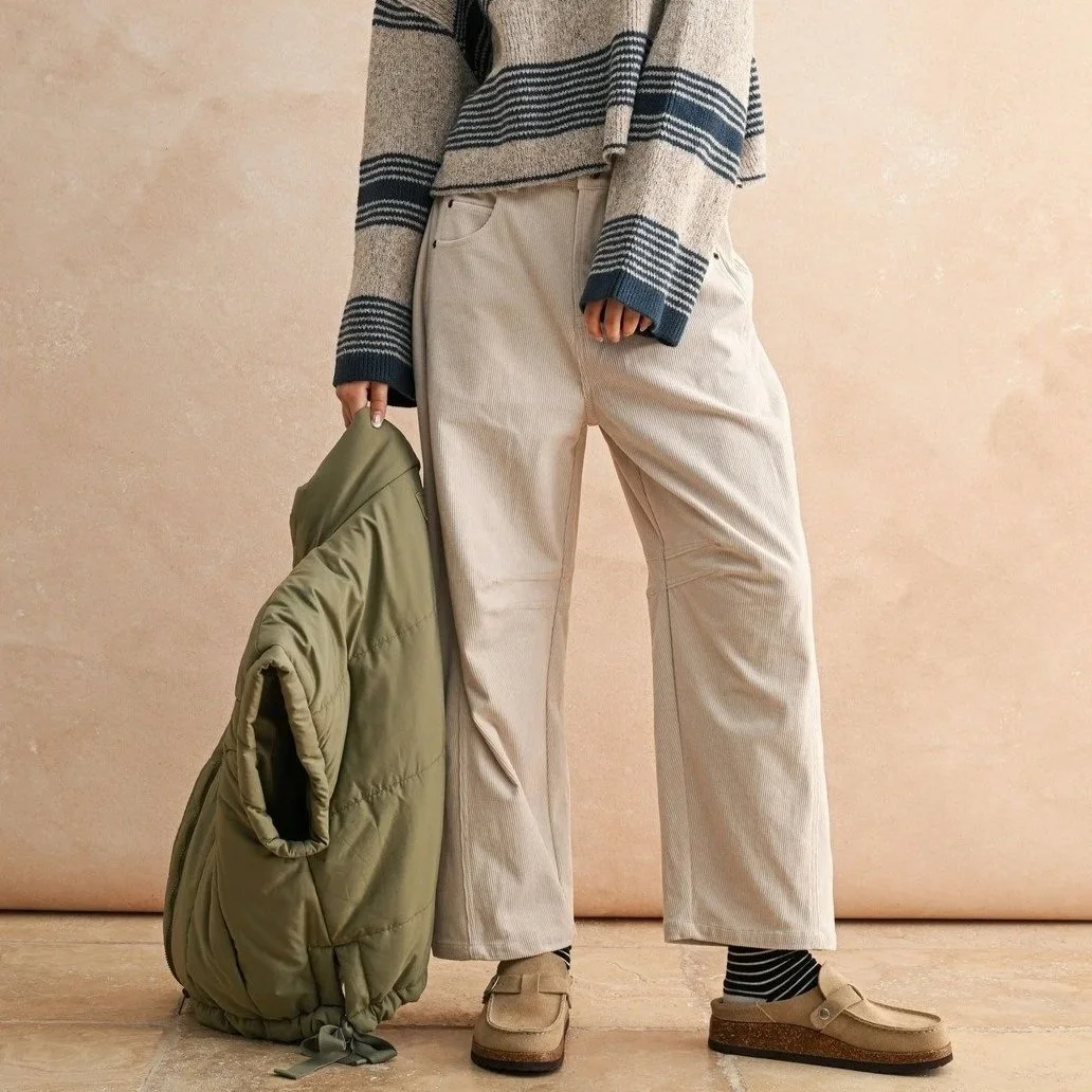 Corduroy Barrel Pants Beige