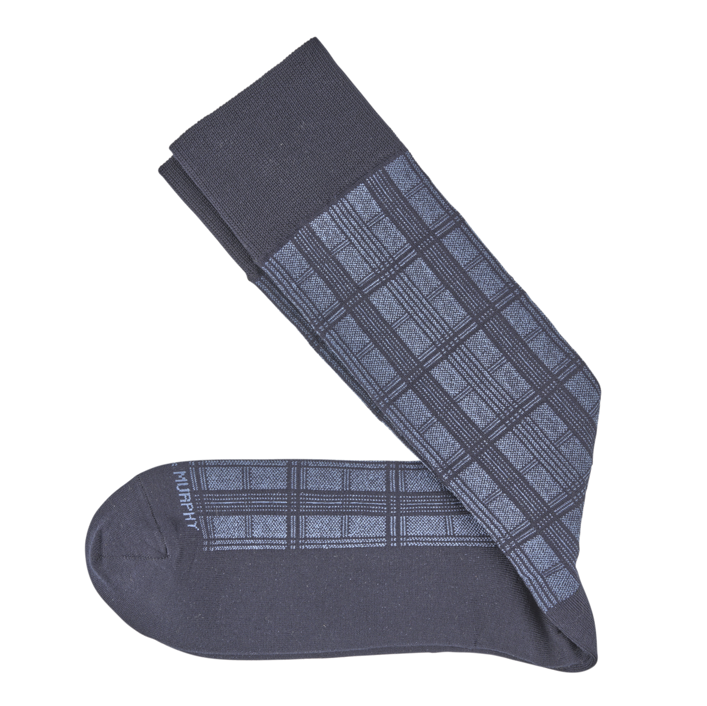 J&M Dress Socks Navy Windowpane