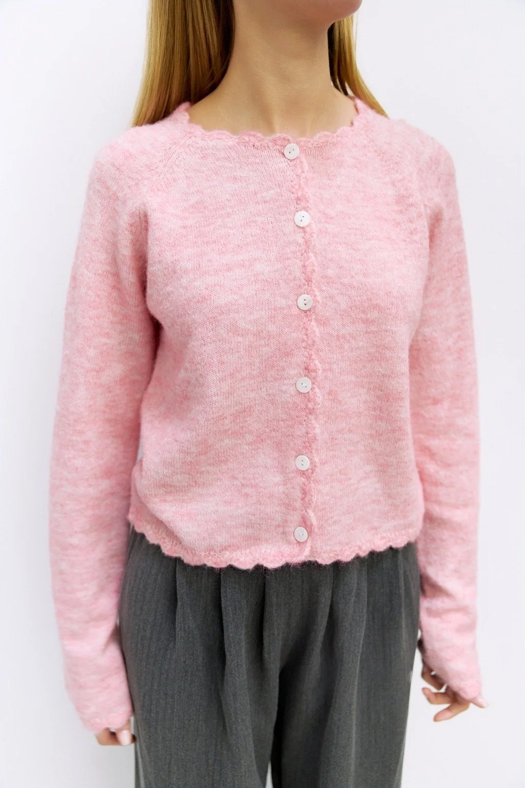 The Tiffany Scalloped Cardigan Pink