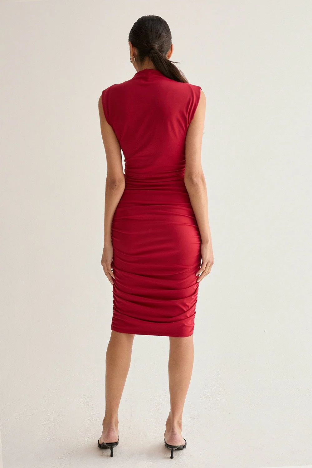 Mock Neck Bodycon Midi Dress Ruby