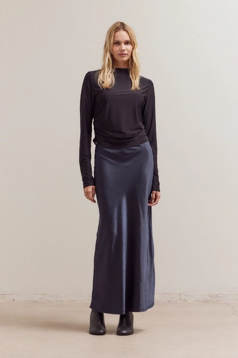 Satin Mermaid Skirt Midnight