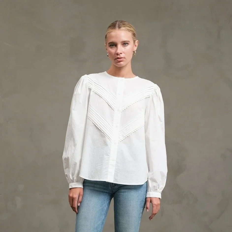 Classic Pintuck Blouse White