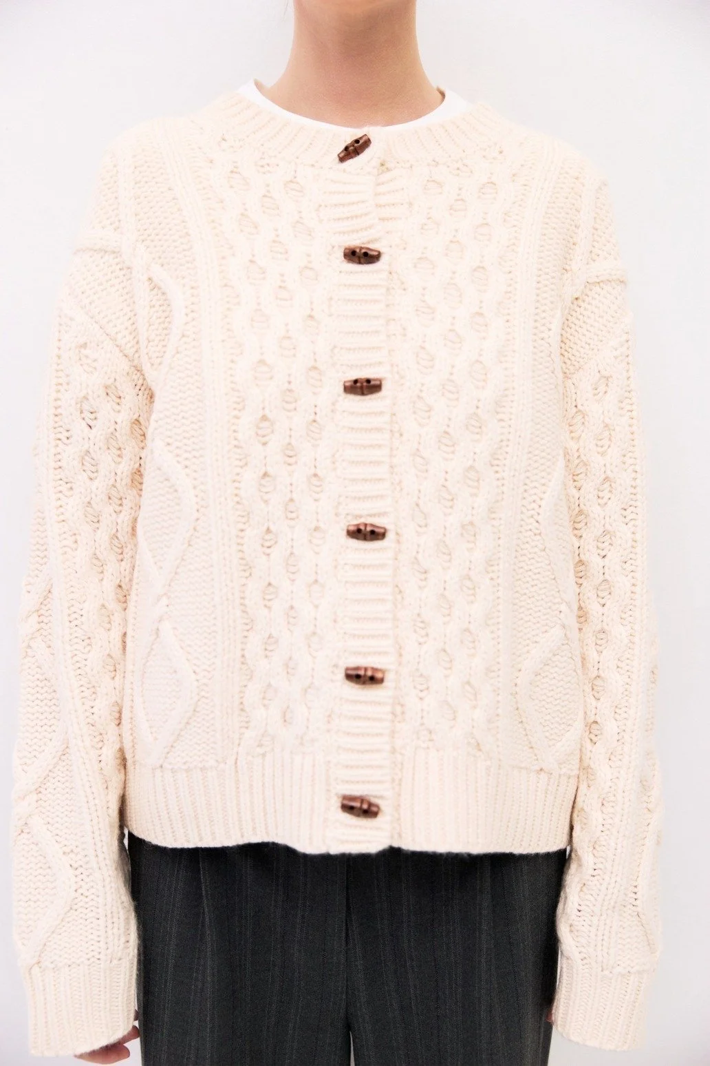 The Deena Cable Knit Cardigan Cream