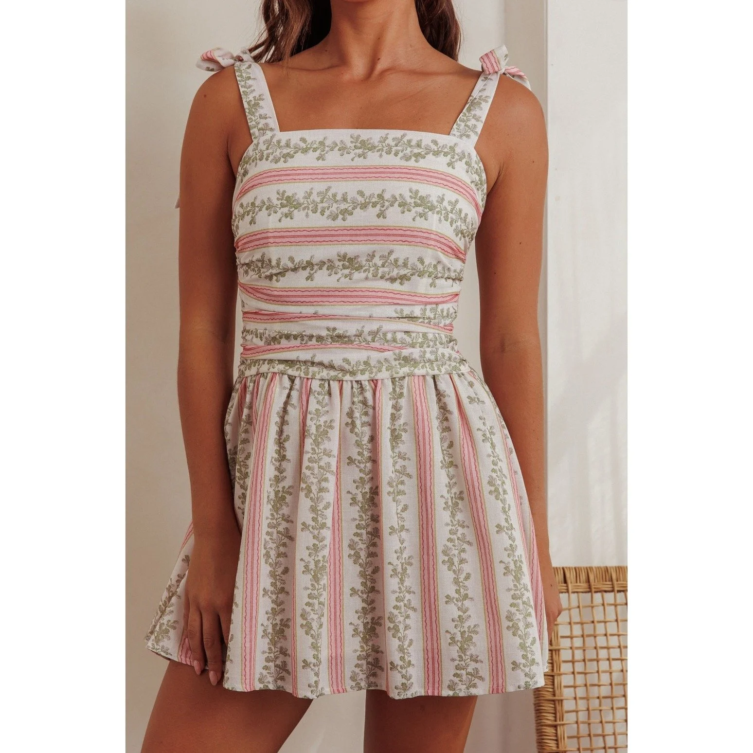 Cottage Floral Mini Dress Pink