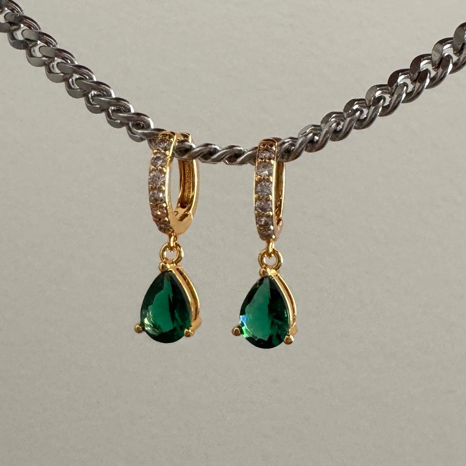 Jenine Hoops Emerald & Gold