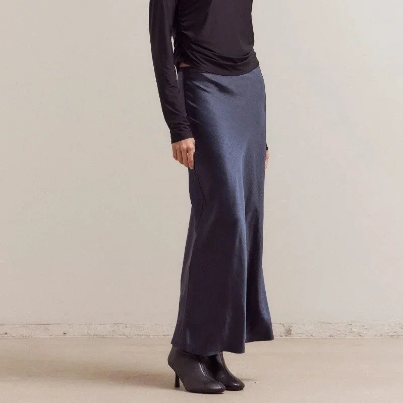 Satin Mermaid Skirt Midnight