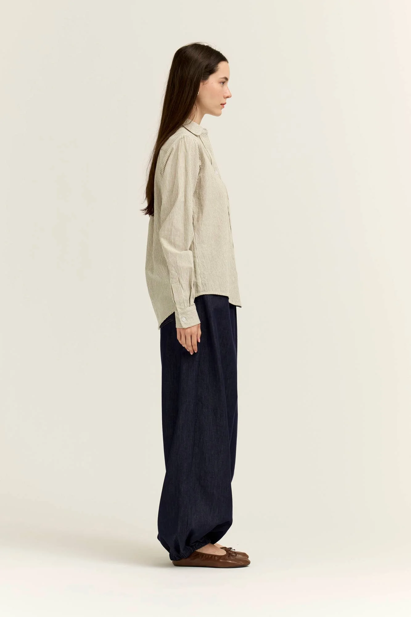 Poplin Striped Button Down Regular Fit Dry Herb