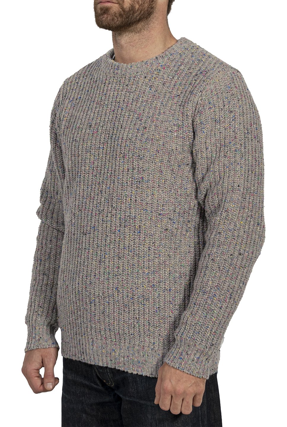 Schott Donegal Crewneck Sweater Tan Fleck