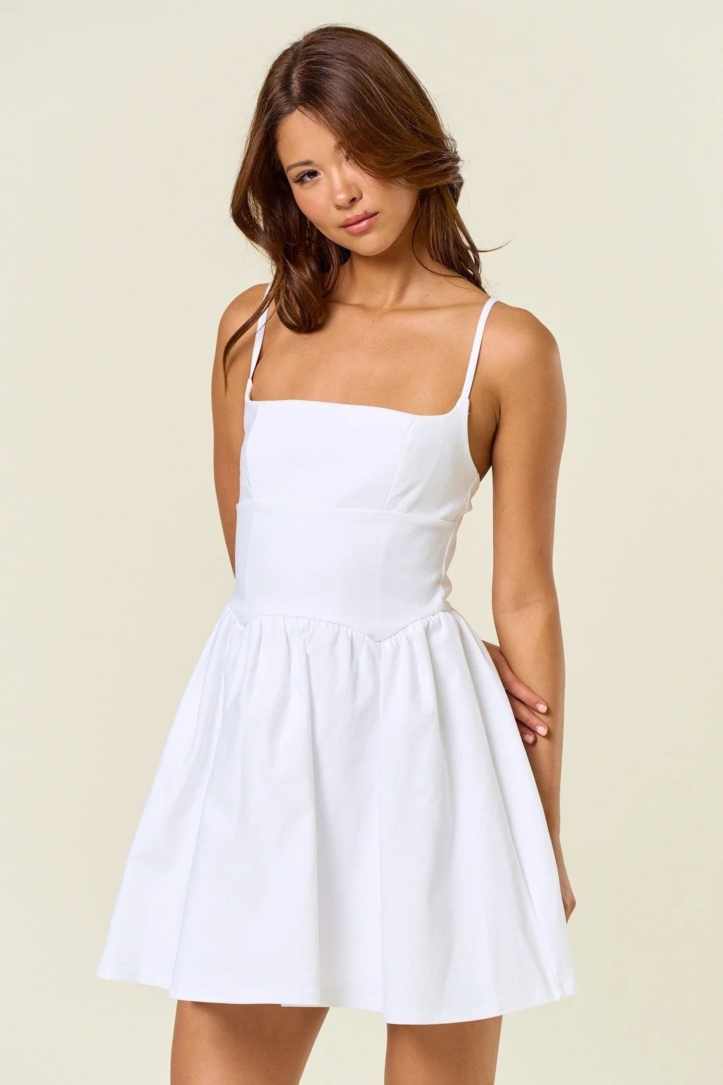slim fit dress slacks Shop The Elegant Darling White Mini Dress for Any Occasion main image 1