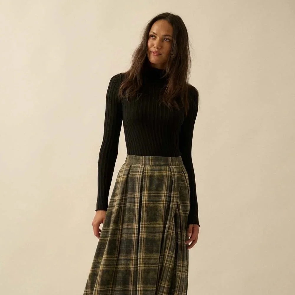 Sheer Ribbed Mock Neck Top Black