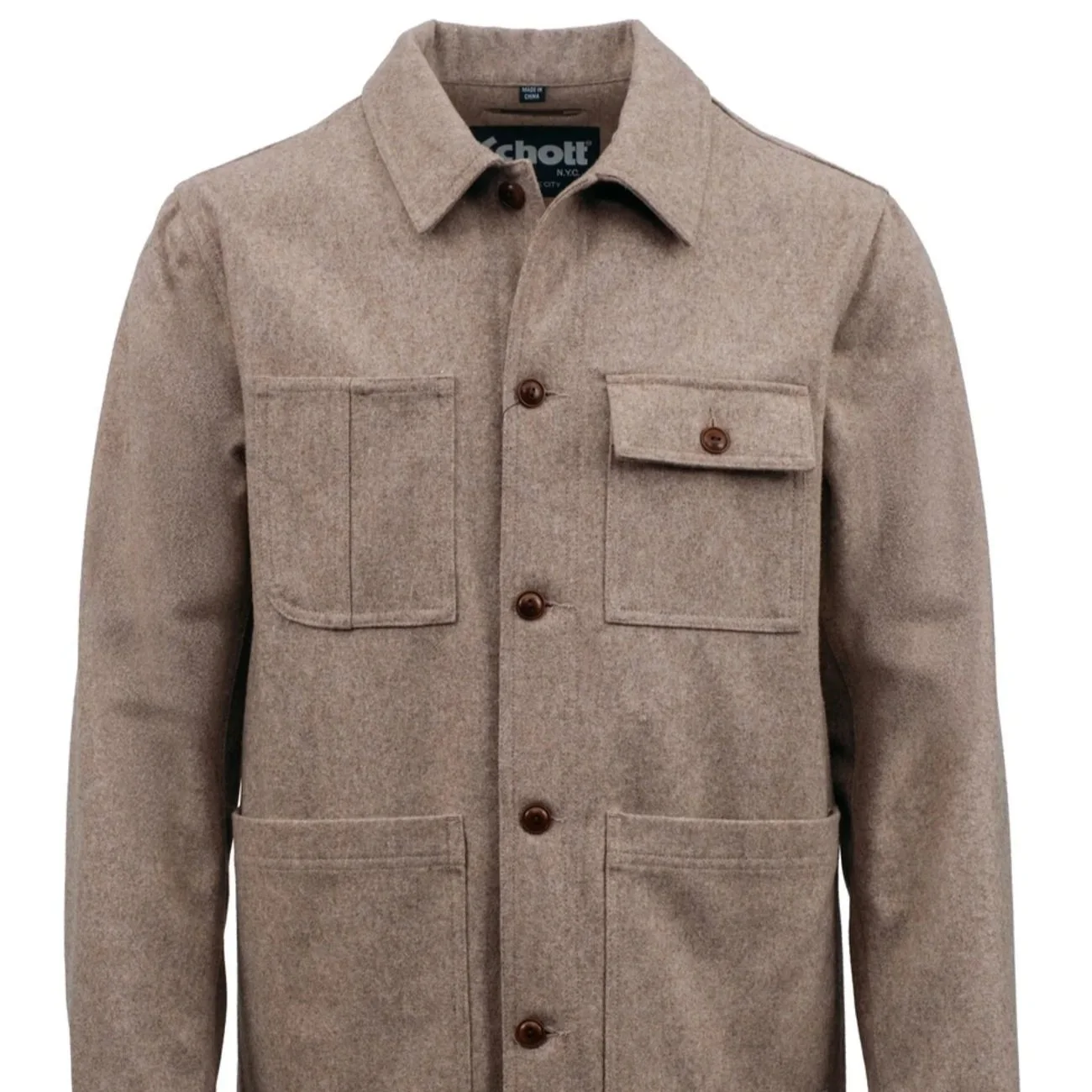 Schott CPO Wool Blend Chore Jacket Taupe