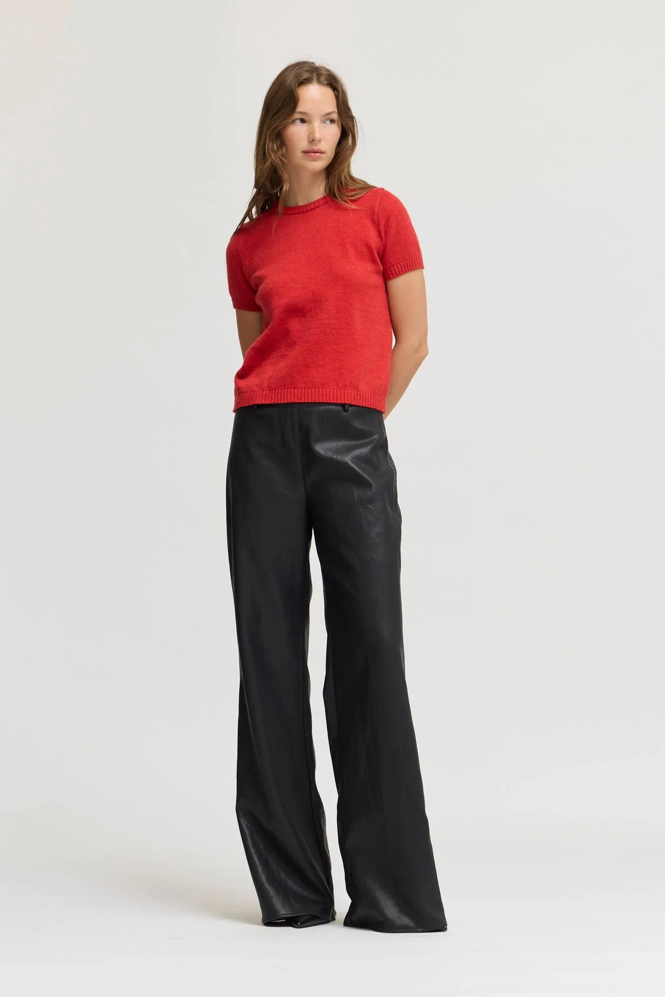 Short Sleeve Knit Sweater Top Bell Pepper