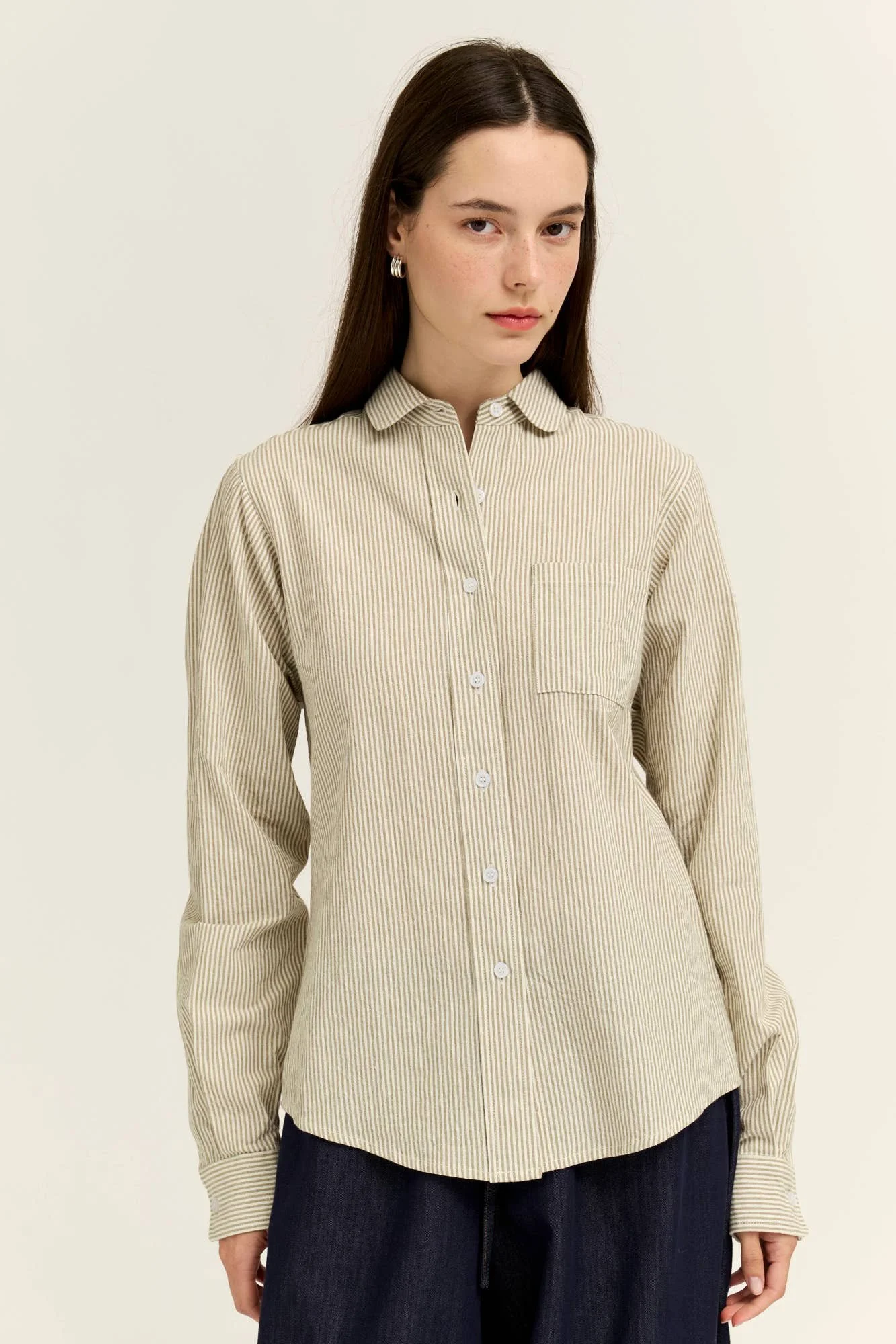Poplin Striped Button Down Regular Fit Dry Herb