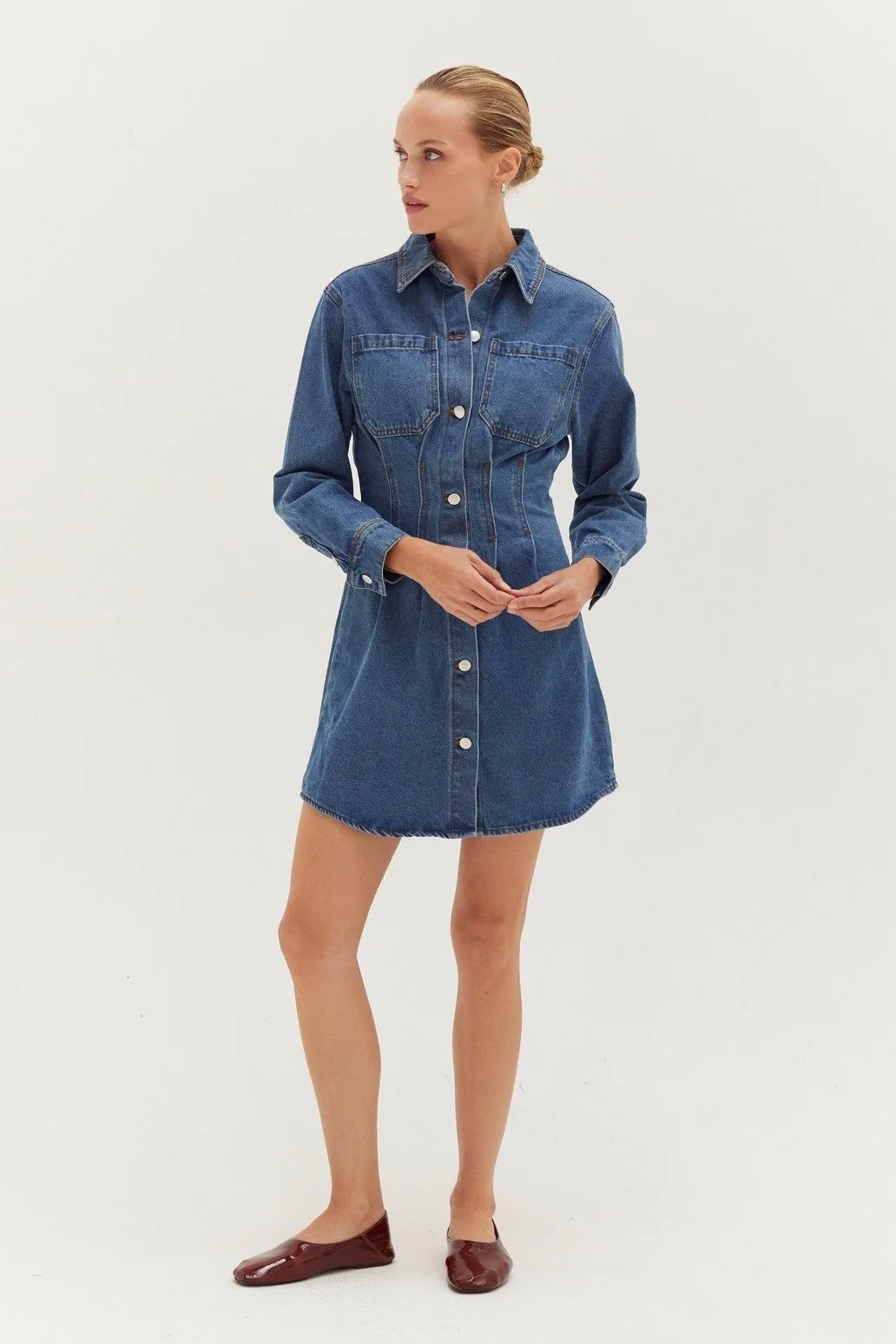 Zae Corset Mini Dress Denim