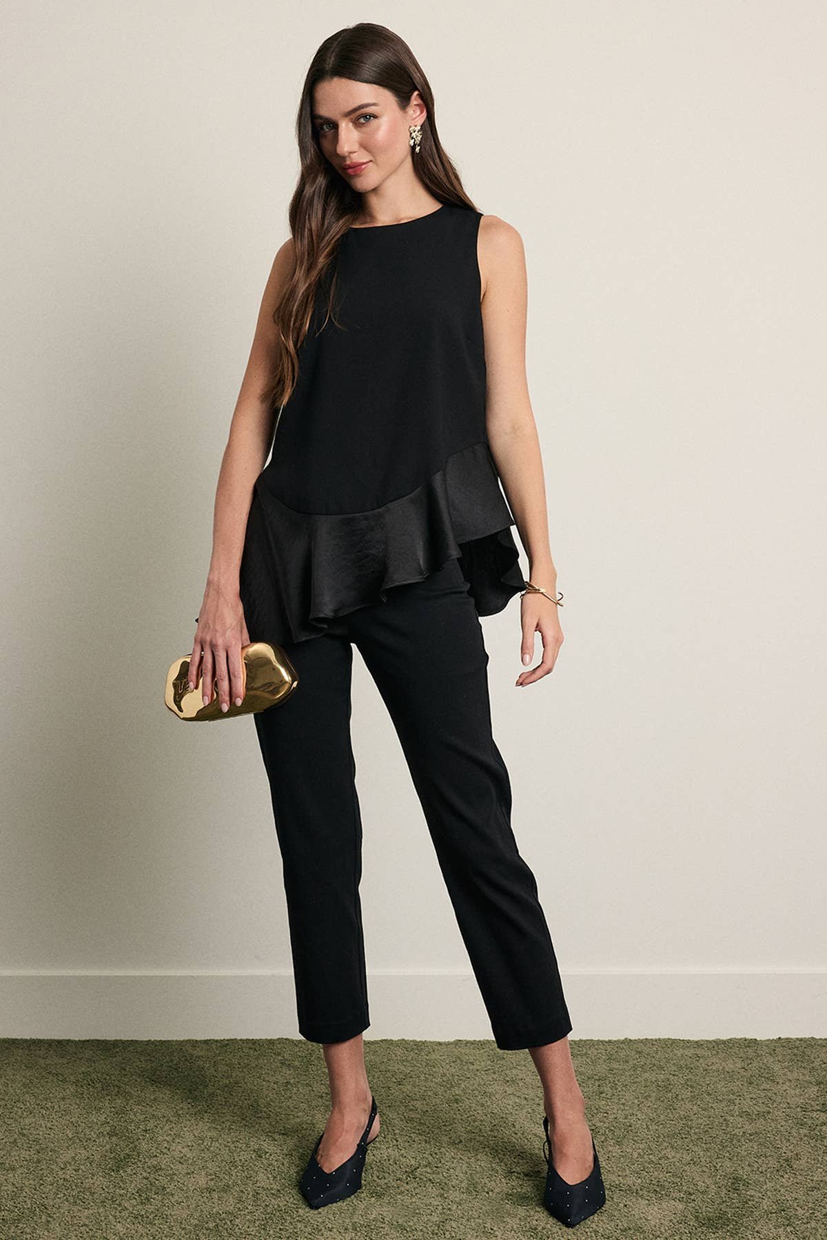 Cropped Cigarette Pants Black