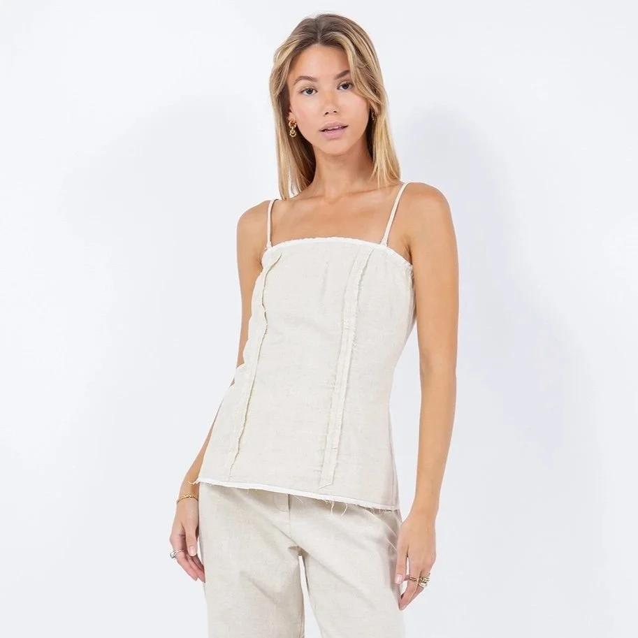 Raw Edge Convertible Linen Top Natural