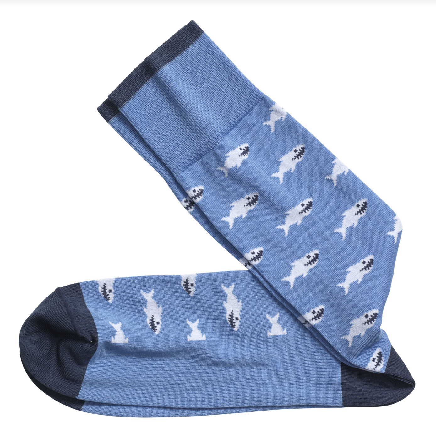 J&M Pima Cotton Socks Blue Sharks