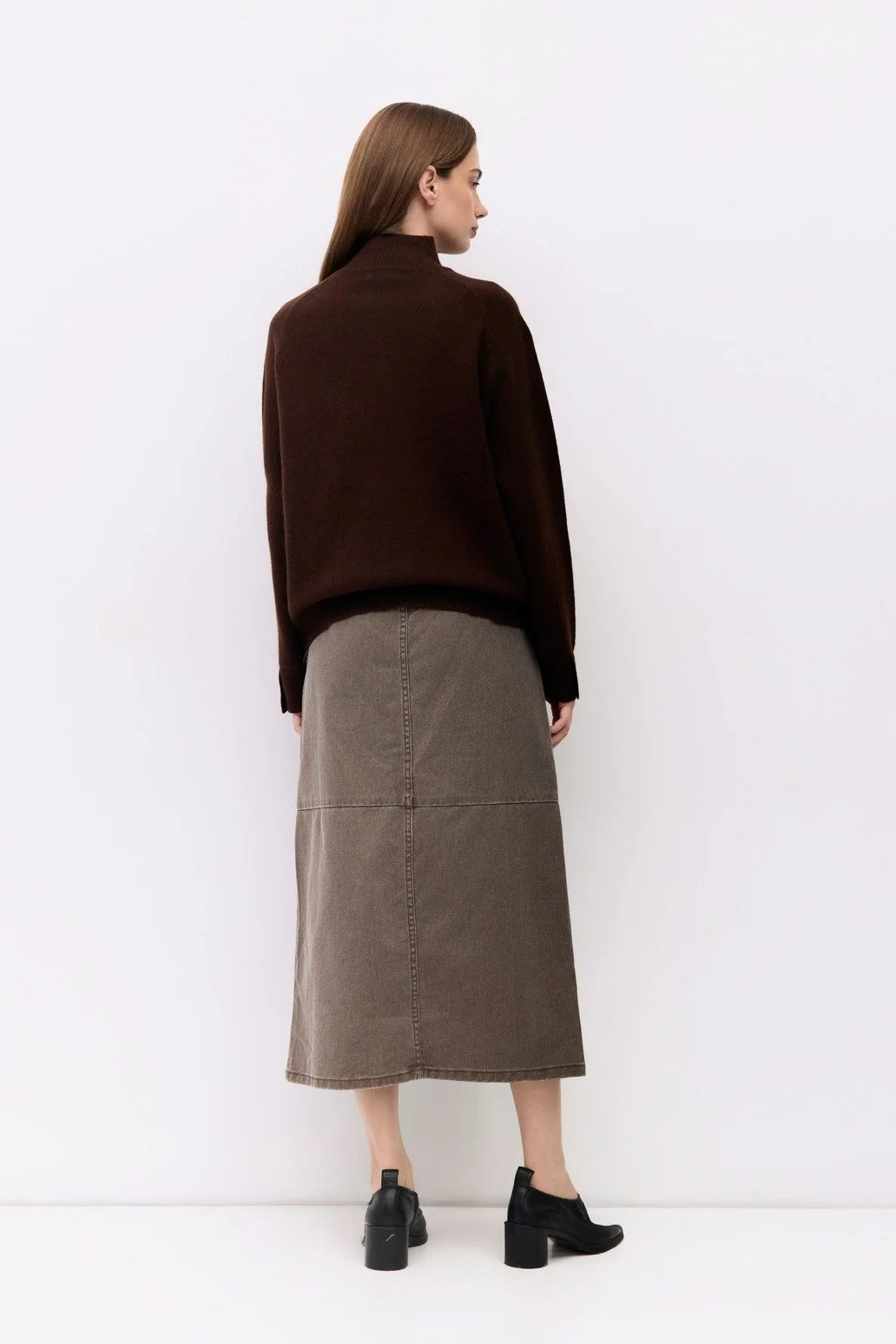 The Nina Half Button Sweater Brown