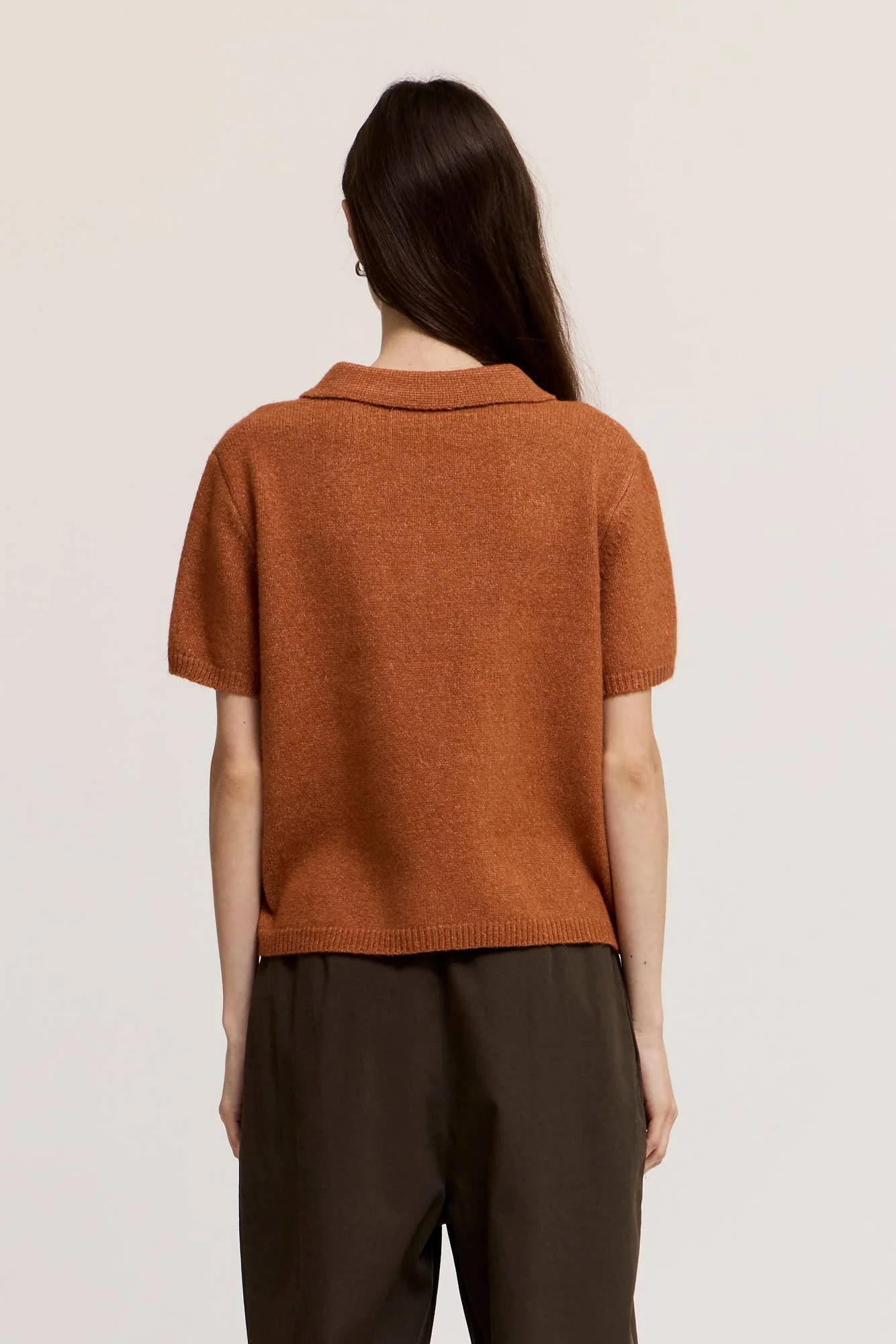 Short Sleeve Boxy Sweater Polo Cider