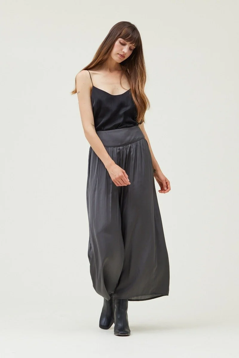 Satin Wide Leg Pants Dark Slate