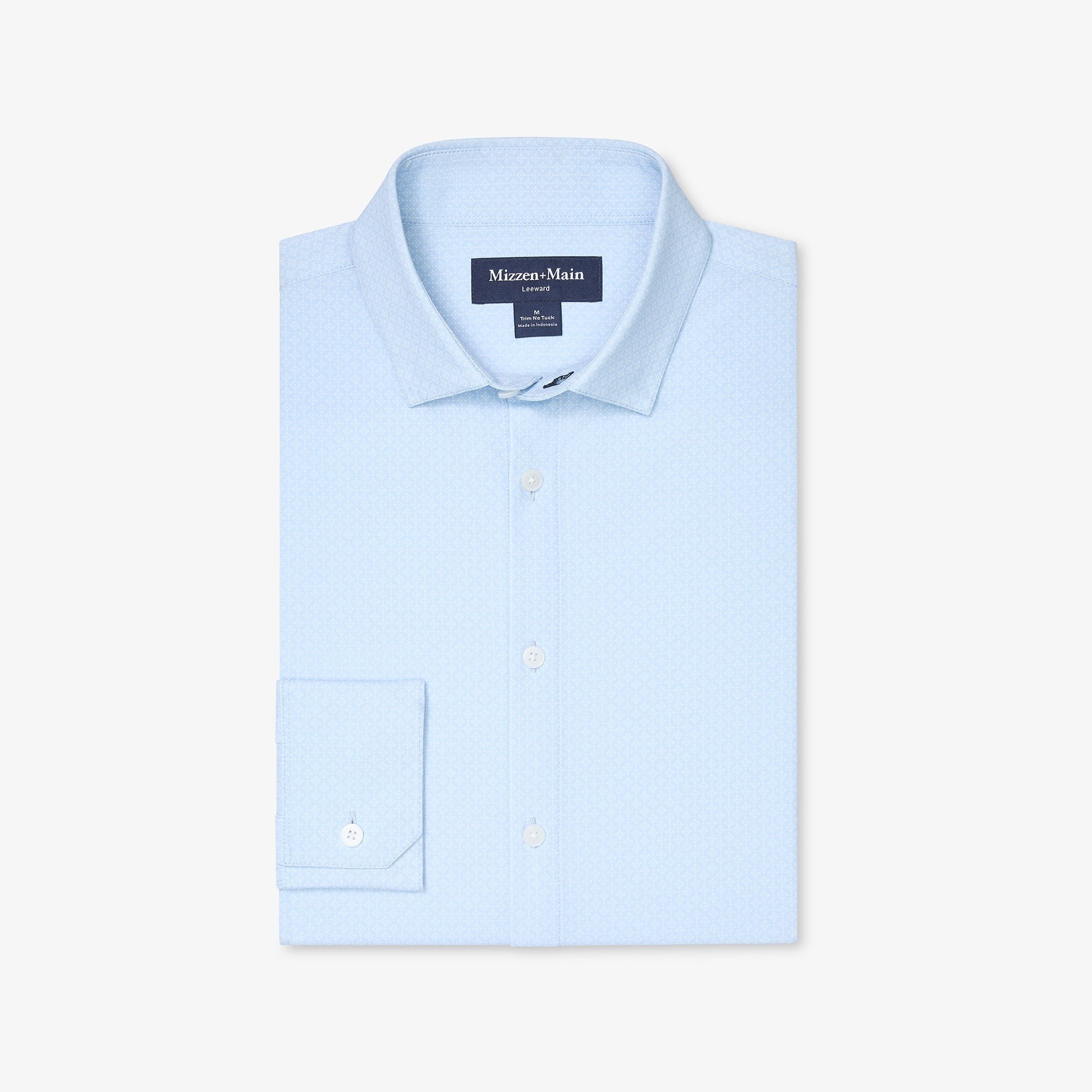 M+M Leeward No Tuck Dress Shirt Cloud Blue Circle Texture