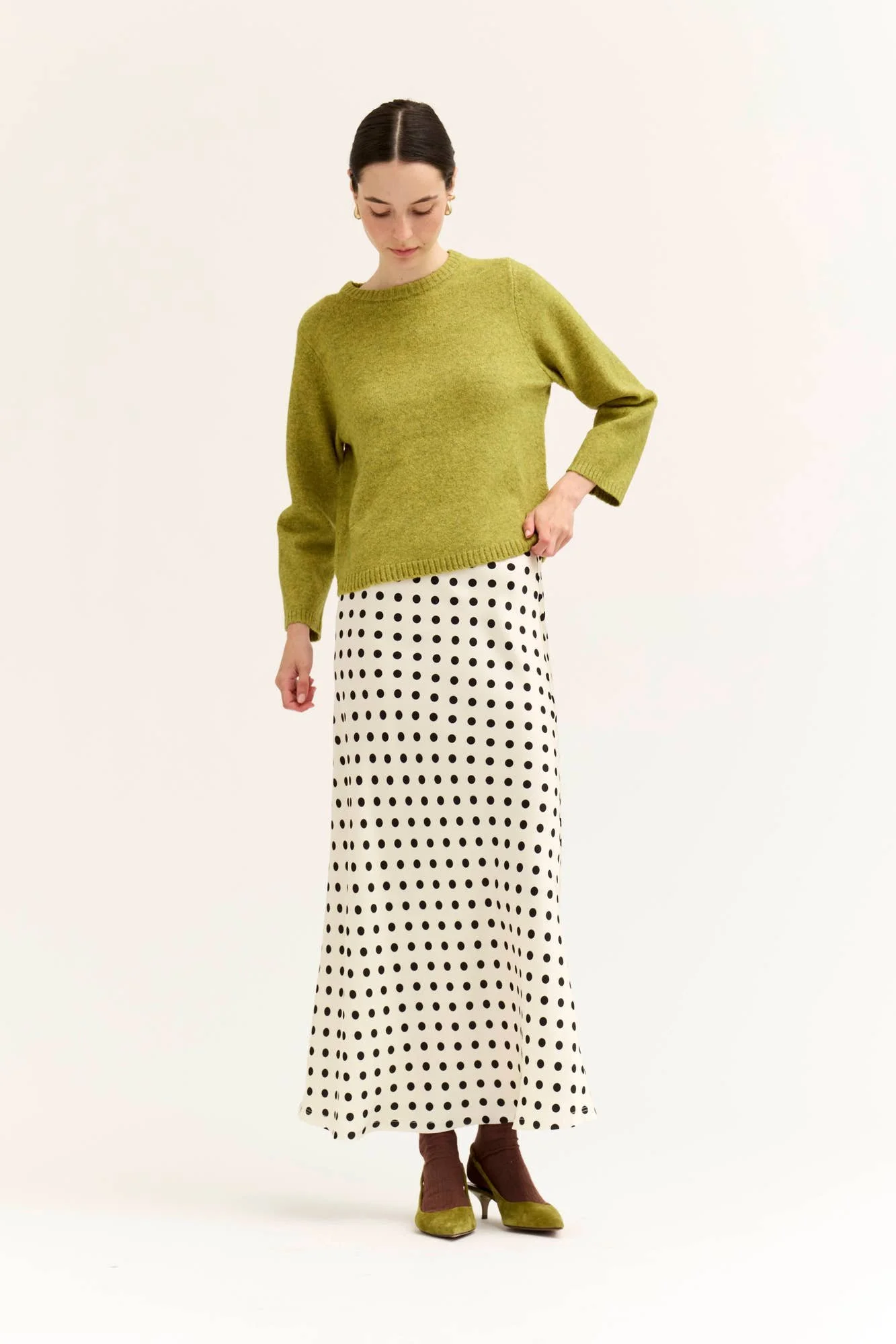 3/4 Sleeve Crew Neck Sweater Citron