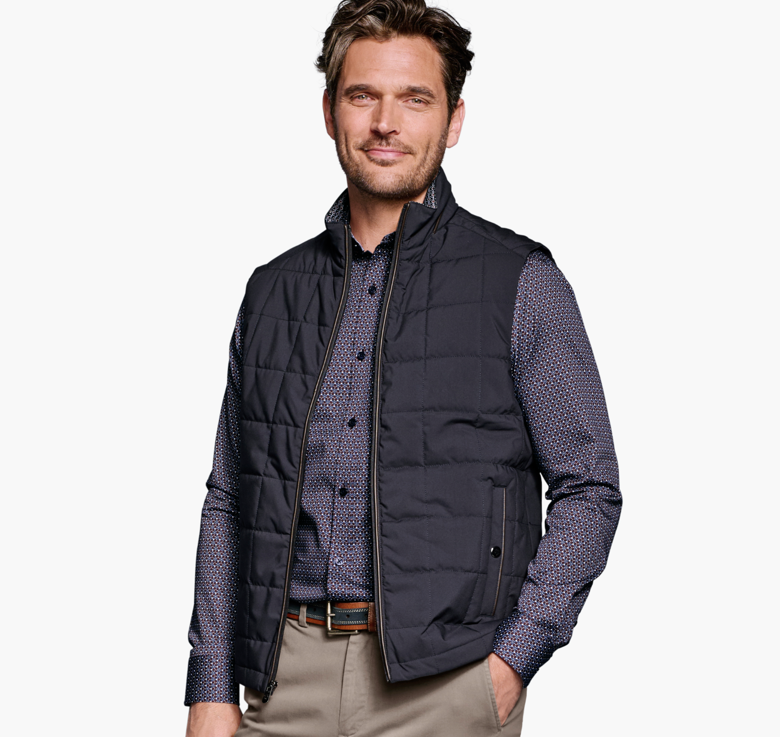 J&M Box Quilted Vest Navy