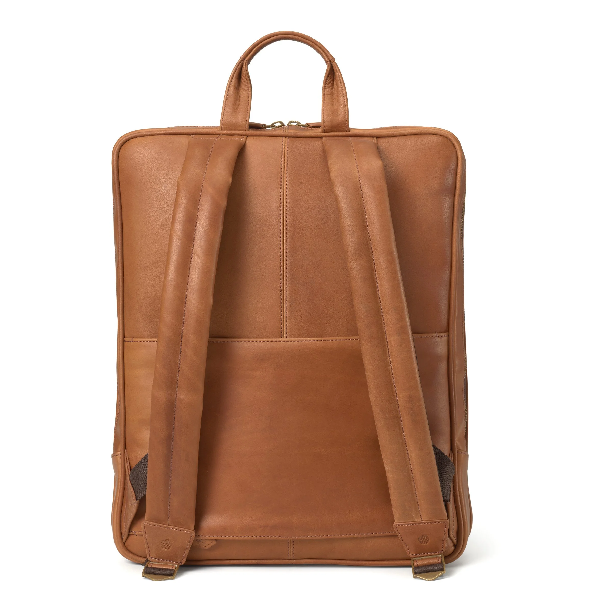 J&M Rhodes Commuter Backpack Tan Full Grain Leather